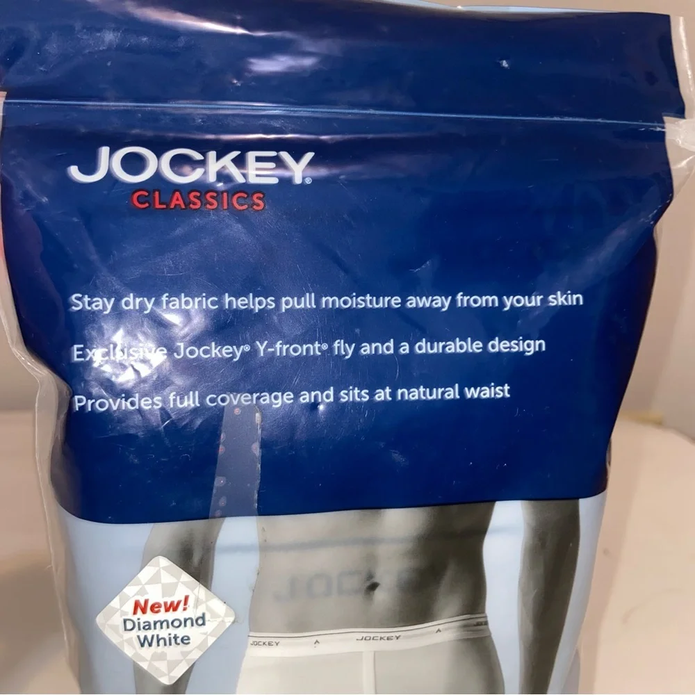 Jockey Classics Full Rise Briefs Mens 42 Diamond White Y-Front Fly Set of 3 New
